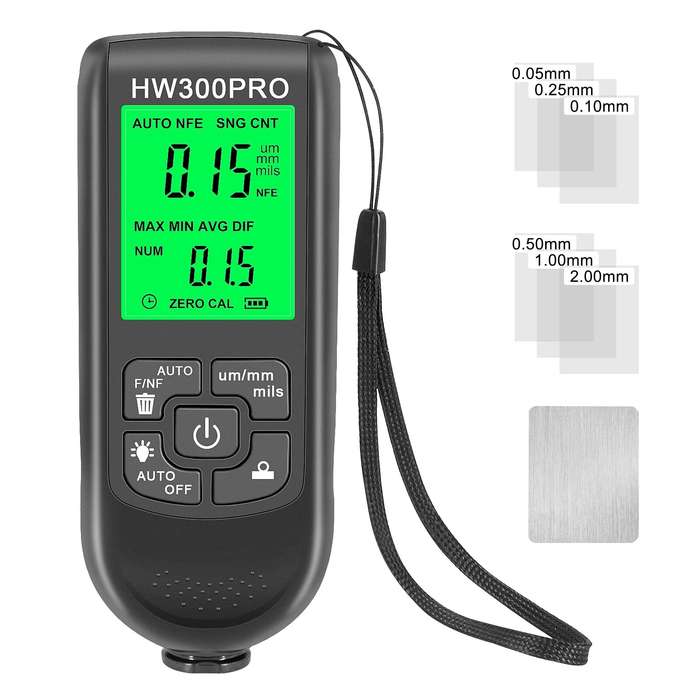 White - HW-300PRO Coation Thickness Gauge 0-2000UM Car Paint Film Thickness Tester Car Coating Measu