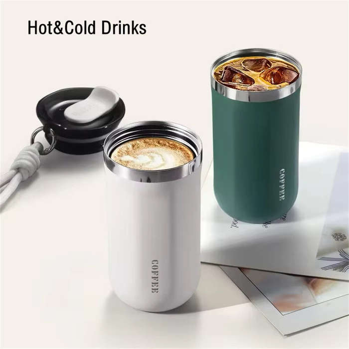 Black - IPRee 350ml Stainless Steel Insulated Cups Portable Double Wall Vacuum Flask Coffee Mug with