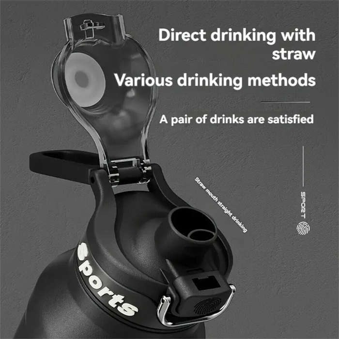 Black - IPRee 1L Thermos Water Bottle 316 Stainless Steel Vacuum Flas Tumbler Coffee Cup Insulated H