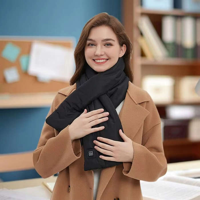 Black - TENGOO Heating Scarf Smart Heating Scarf 3 Heating Settings Fast Heating Comfortable Heating