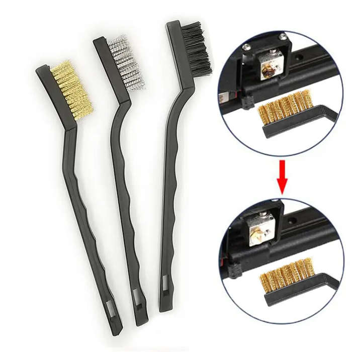 15PCS Wire Brush Set Stainless Steel Brass & Nylon Curved Handle Brushes for Cleaning Welding Slag &