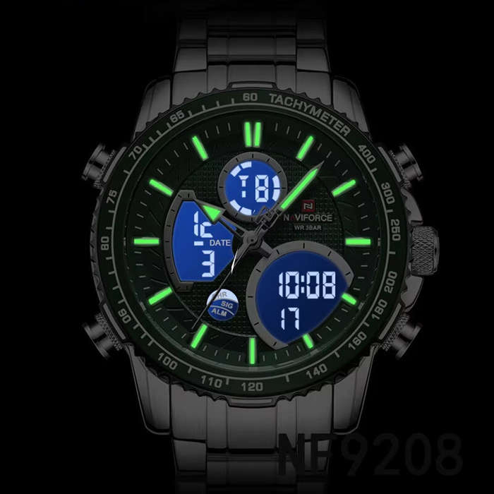 Black - NAVIFORCE Multi-function Men Watch Night Light Waterproof Quartz Watch Timepiece Chronograph