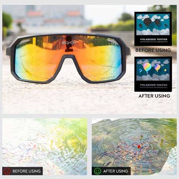Red - SCVCN UV400 Protection HD Polarized Cycling Sunglasses PC Colorful Sports Goggles for Outdoor