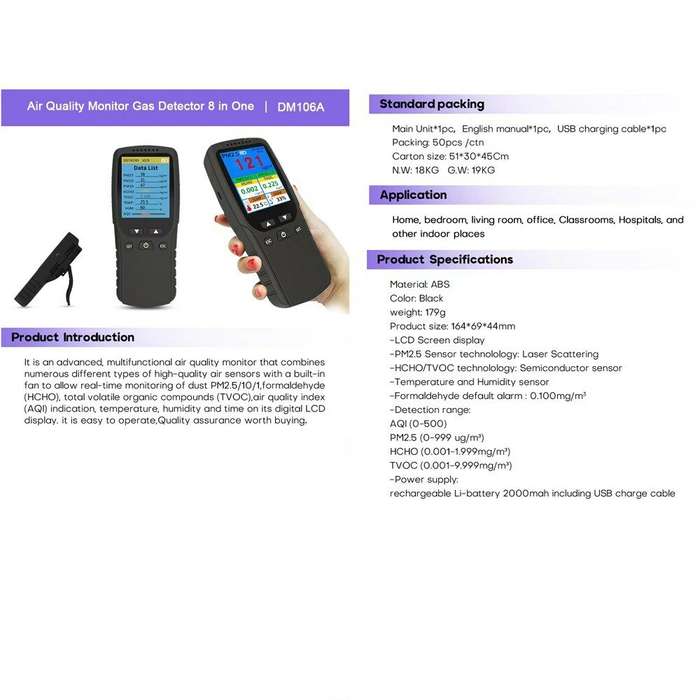 Indoor Portable PM2.5 Detector Multifunctional Thermohygrometer Home LCD Digital Air Detector Intell