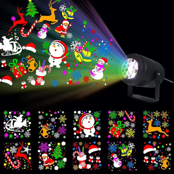 US Plug - 16 Patterns Projector LED Lights Christmas DJ Party LightsStage Light Indoor and Outdoor D