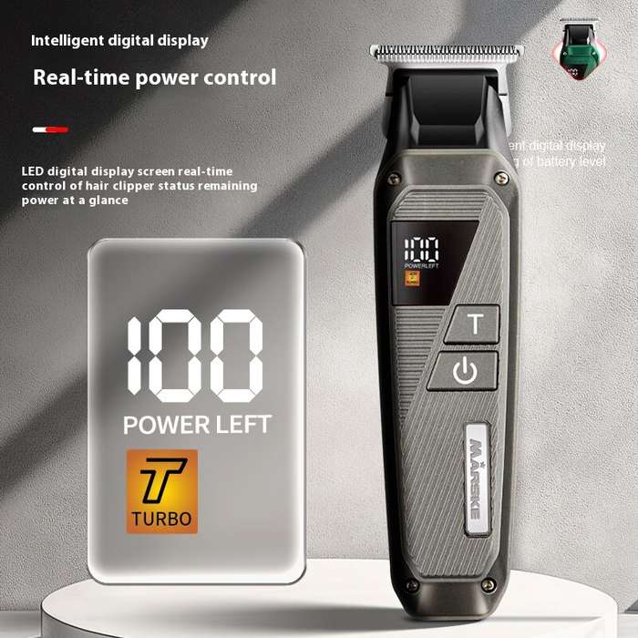 Red - MARSKE MS-5062 Hair Clipper for Men USB Rechargeable LED Display 1800mAh Battery Stainless Ste