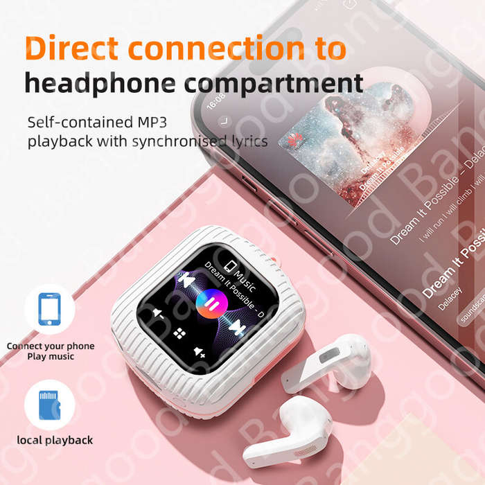 White/Green - K8 Smart Touch Headset Wireless bluetooth 5.4 Earphone with LCD Color Display 4-Mic EN
