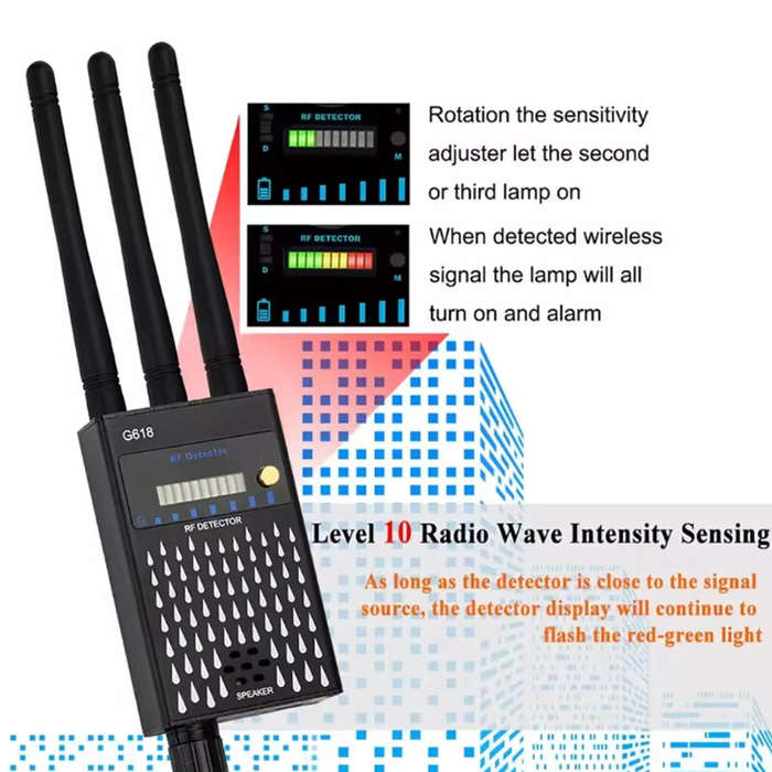 Black - G618 Wireless Signal Detector GPS Anti Listening Anti Peeping Hidden WiFi Camera Detector fo