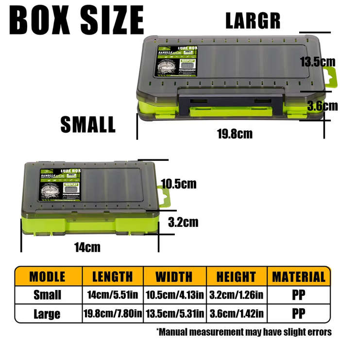 Small Yellow - SAMOLLA 12/14 Compartments Double Sided Fishing Tackle Box Y-slot Fishing Gear Organi