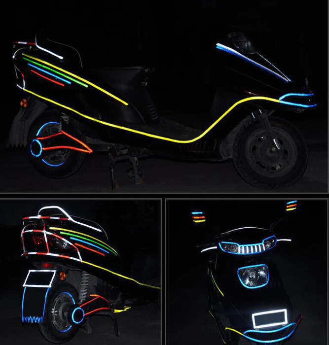 1cm*8m Bike Wheels Reflective Stickers Fluorescent Reflect Strip Adhesive Tape for MTB Bicycle-Yello
