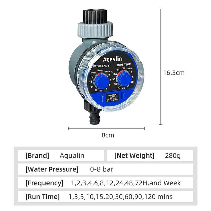 2PCS Aqualin Automated Garden Water Timer with Sensor Compatibility Manual Override Customizable Fre