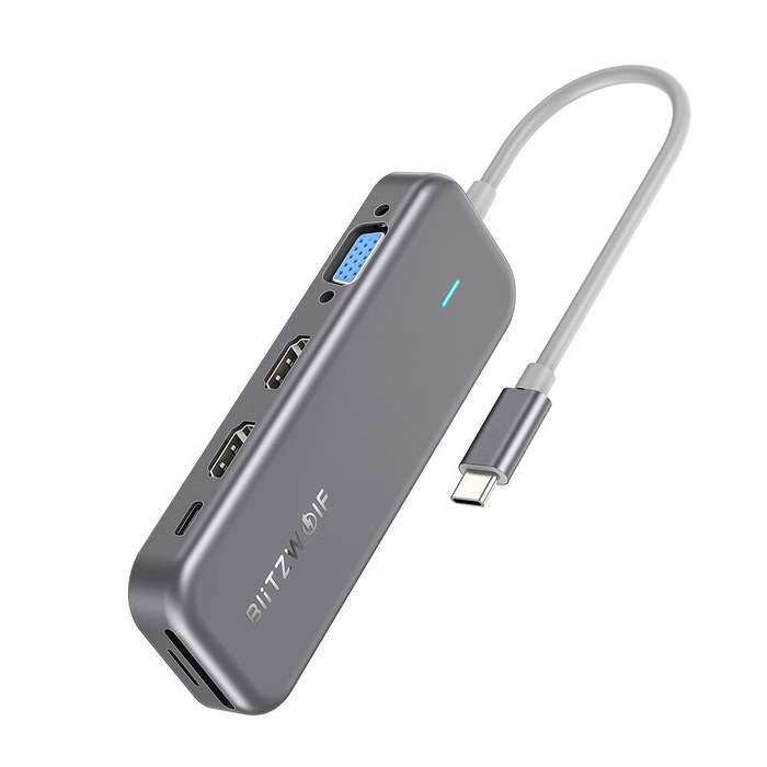 BlitzWolf BW-TH11 11-in-1 USB-C Data Hub with Dual 4K@30Hz HDMI Ports 1080P 60Hz VGA Port USB3.0 USB