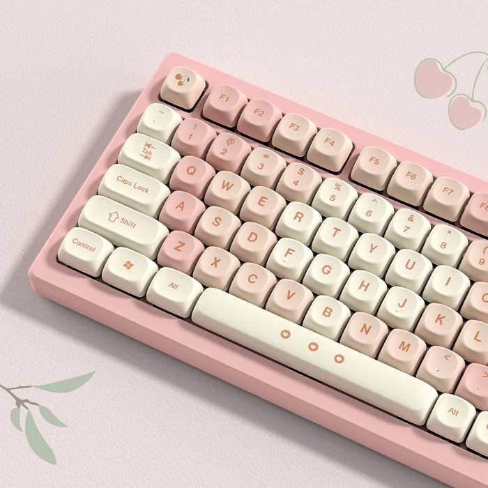 Pink - XVX Cherry Pudding 143 Keys MOA Profile Dye-Sub PBT Keycap Set for ANSI Layout 61/68/84/87/10