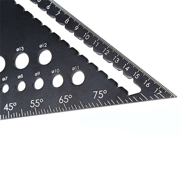 Black - Woodworking Tools Aluminum Alloy Triangle Ruler Hole Square 45 90 Degree Angle Square High P