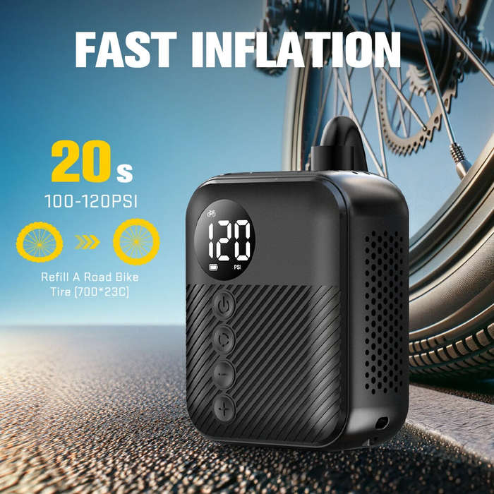 Black - Carsun 150Psi Portable Bike Electric Air Pump Fast Rechargeable LED Digital Gauge Tire Infla