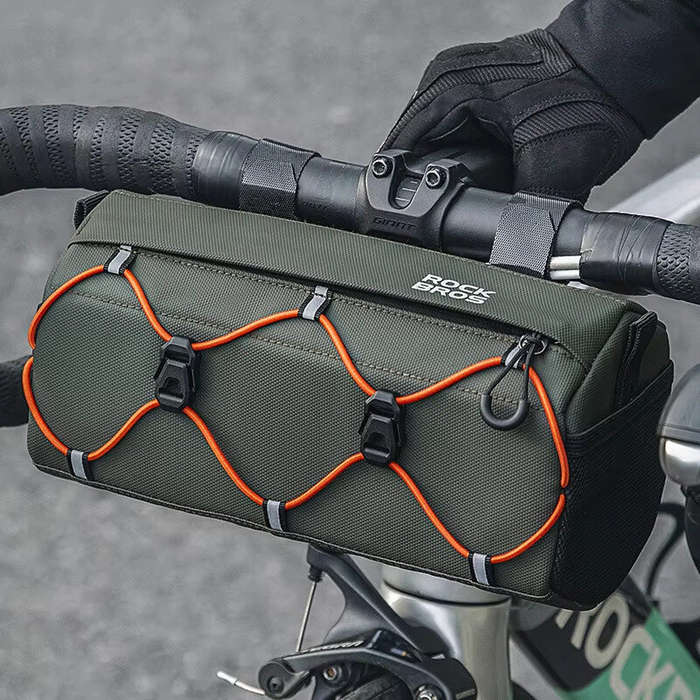Green - ROCKBROS Bicycle Front Tube Bag 2.2L Large Capacity Handlebar Waterproof Multifunctional Por