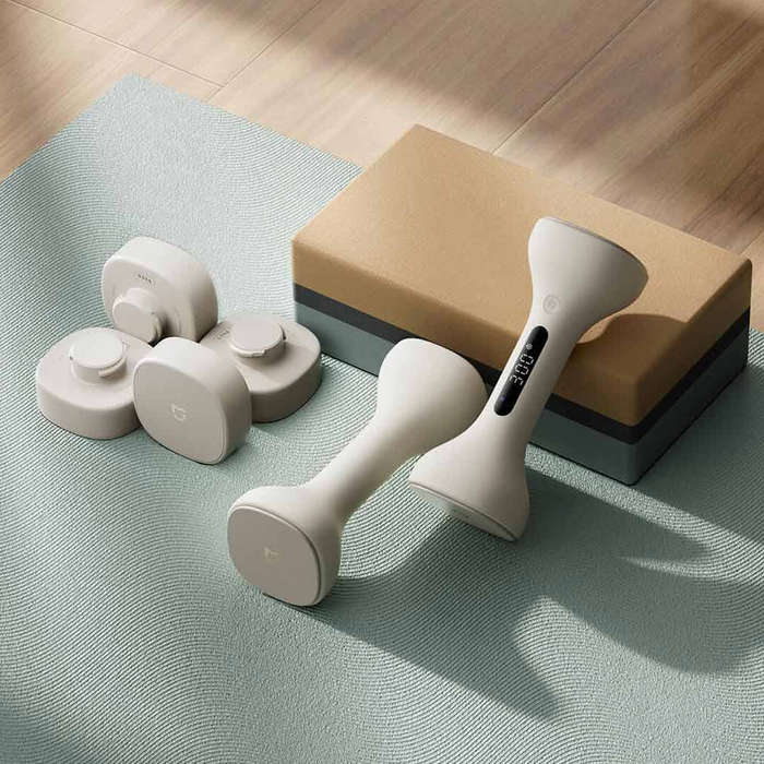 White - XIAOMI Mijia Smart Dumbbell 1kg*2 with LED Screen Display Track Your Workouts Efficiently Pr