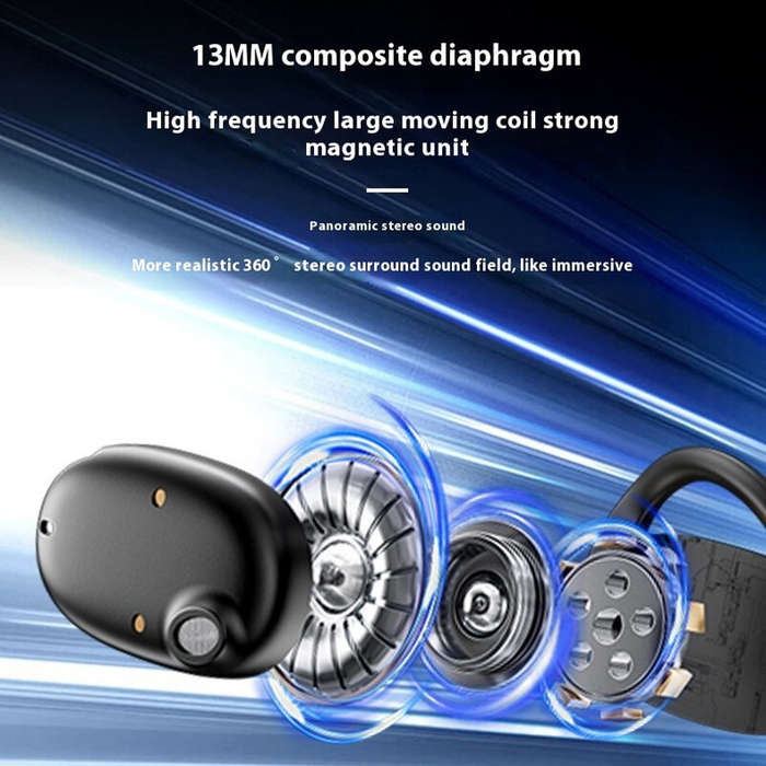 White - YX39 OWS bluetooth 5.4 Headset Wireless LED Display Earphone Noise Cancelling 13mm Composite