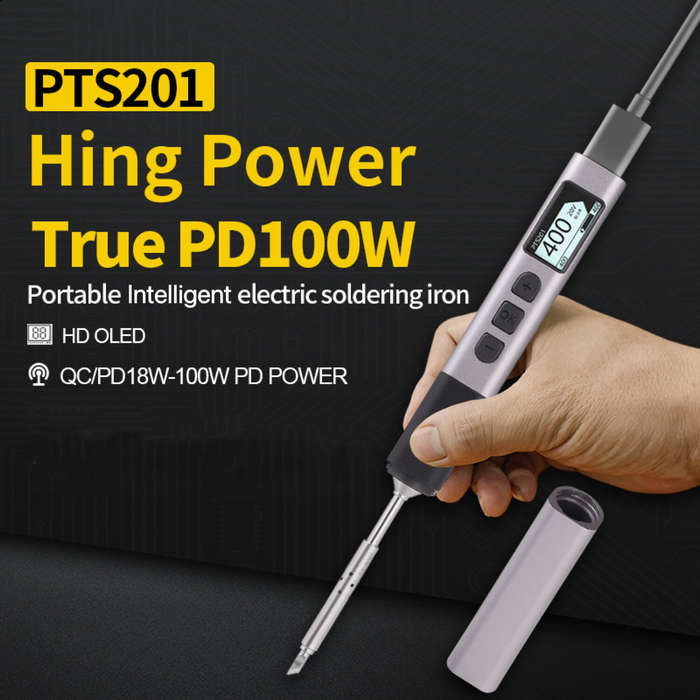 #B - PTS201 Intelligent Soldering Iron Type-C Fast Charging 18-100W OLED Display 30C-450C Adjustable