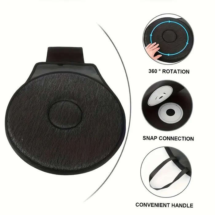 Black - 360 Rotating Car Seat Cushion Seat Protector Non-Slip Hand Washable Round Design Suitable Fo