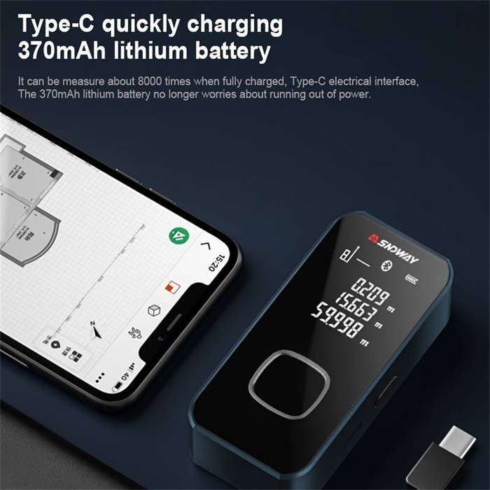 SNDWAY Laser Rangefinder Mini Trena Laser Tape Measure Rechargeable Laser Distance Meter Digital Ran