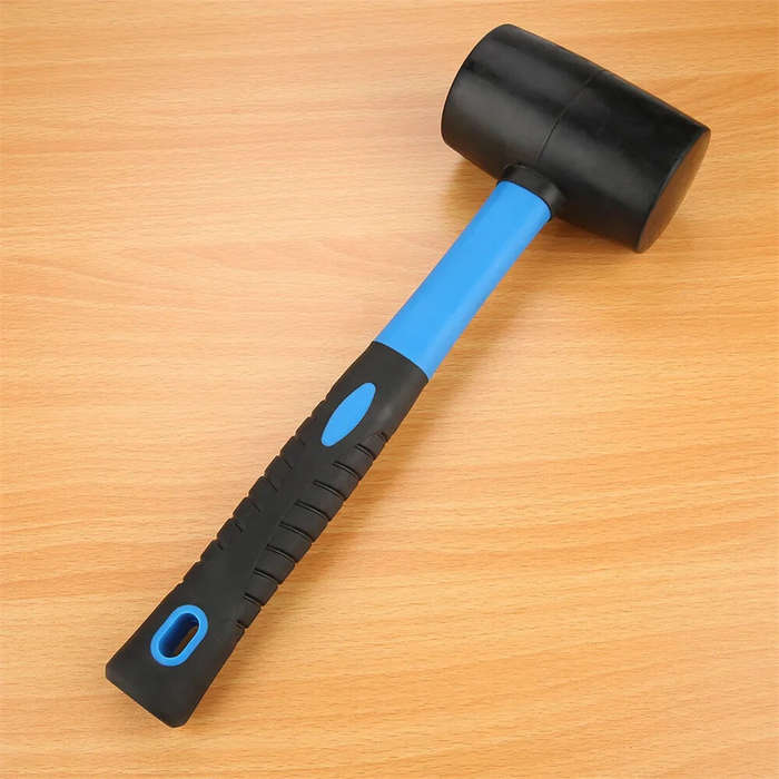 Blue - Rubber Mallet Hammer Dual Soft Head Surface Ergonomic Handle Lightweight Elastic Design Black