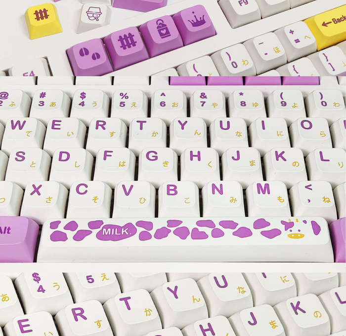 131 Keys Taro Milk PBT Keycap Set XDA Profile Sublimation Japanese Custom Keycaps for Mechanical Key