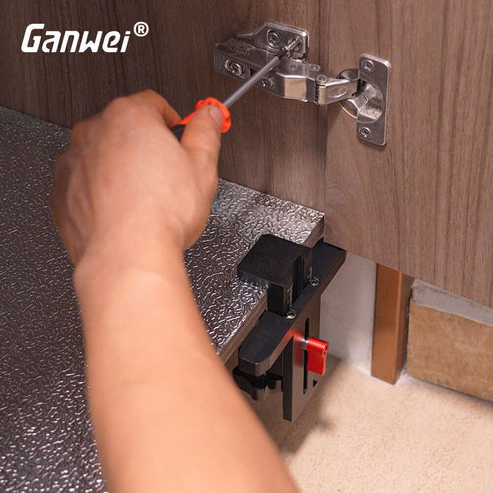 Black - GANWEI Aluminum Alloy Cabinet Door Mounting Jig Aluminum Alloy Installation Positioner Cabin