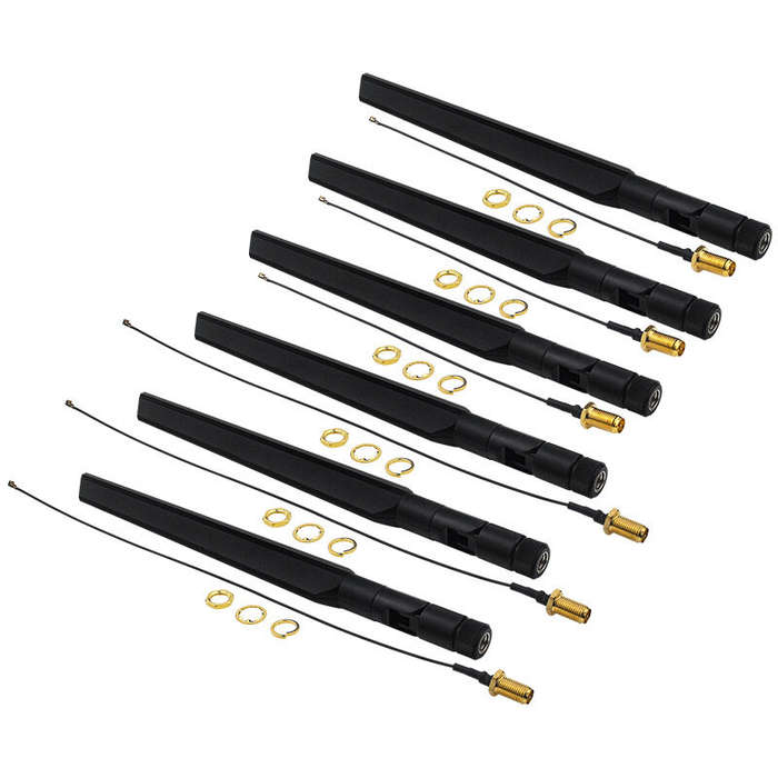6pcs - Banana Pi BPI-R4-NIC-BE14 WiFi 7 Module 6 Antennas High-Gain Long Short Cables Enhanced Conne