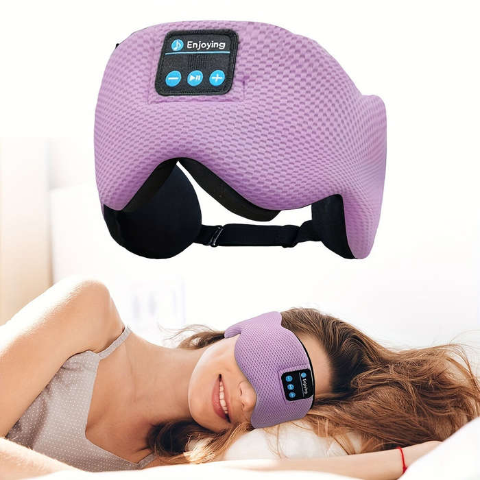 Purple - KALOAD Soft Cotton Bluetooth V5.3 HiFi Music Sleeping Eye Mask Type-C USB Charging Headband