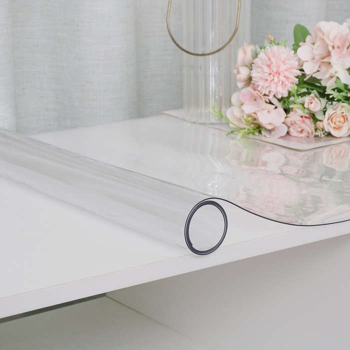 1.5mm Thickness Clear Plastic PVC Tablecloth Transparent Non-Stick Waterproof Protector Dining Table