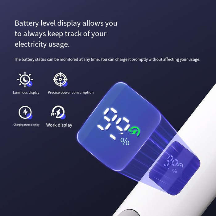 White - Electric Mosquito Swatter with Electronic Digital Screen Electric Exterminator Fly Swatter D