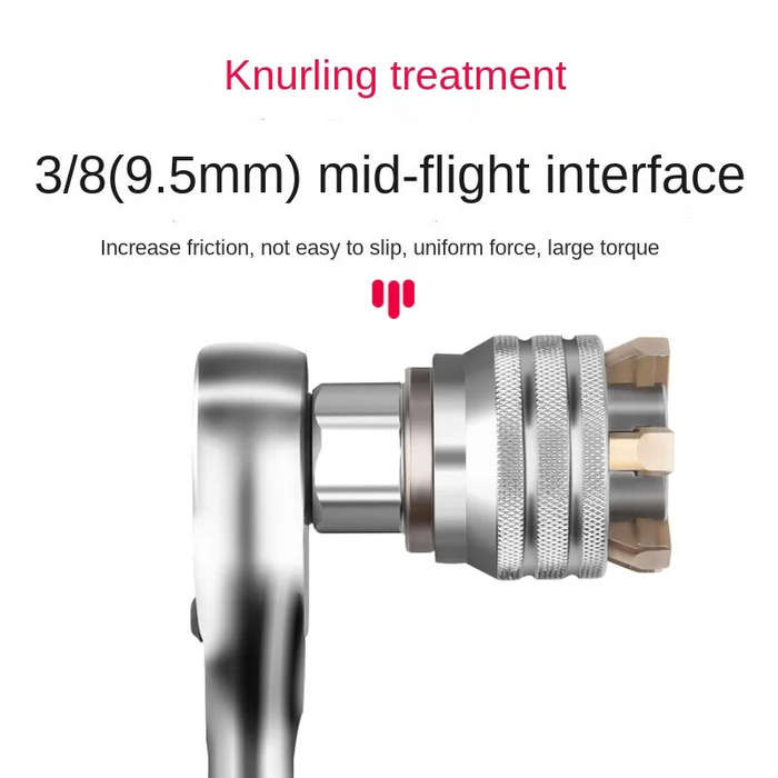 Silver - Universal Wrench Socket Chrome Vanadium Steel 10-19mm 3/8 Inch High Torque Reliable Tool fo