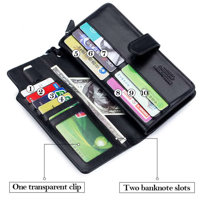 Coffee - BULLCAPTAIN Men's Genuine Leather Wallet RFID Function Can Place 6.5'' Mobile Handbag High