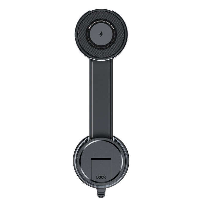 Grey - WEKOME WP-U209 Magnetic 15W Wireless Charger Mobile Phone Car Holder Suction Cup Bending Fold