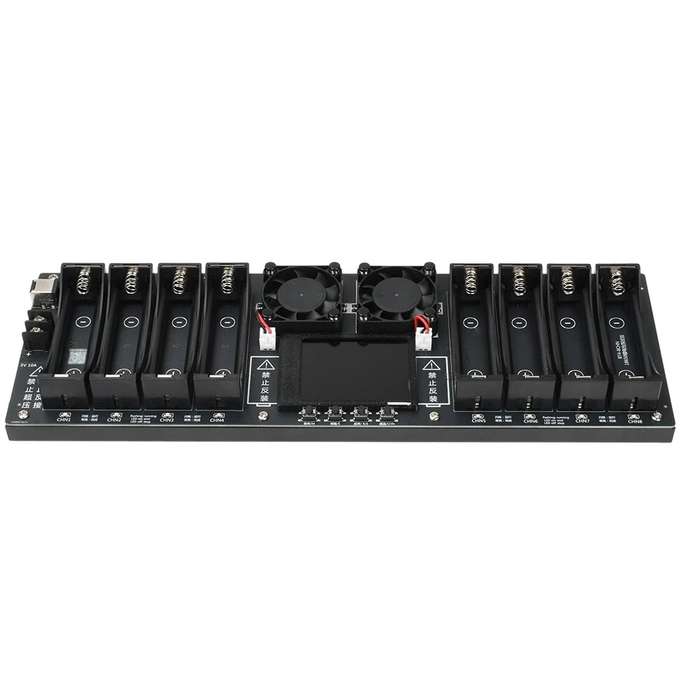 Black - 8 Channel 18650 Lithium Battery Capacity Tester Module MAh MWh Digital Battery Power Detecto