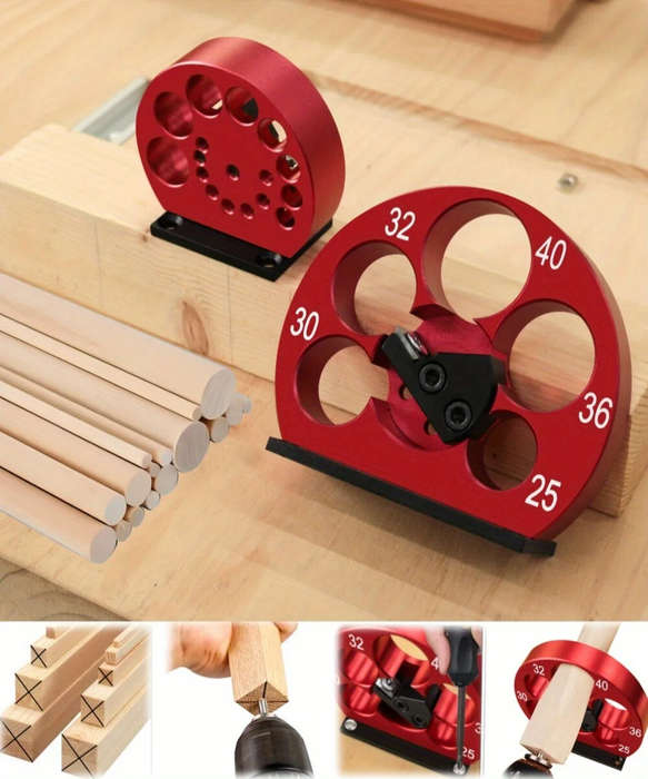 Red - Adjustable Drill Milling Dowel Round Rod Tool with Carbide Blade 25-40mm Holes Electric Drill