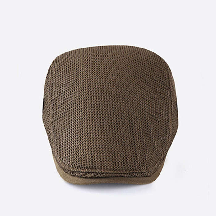 Dark Blue - Collrown Breathable Beret Cap Men Mesh Fabric Flat Hat Newsboy Cap Driving Fishing Hat P