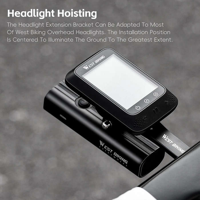 Black - WEST BIKING Aluminum Alloy Bicycle Computer Holder Front Light Mount Integrated Bike Handleb