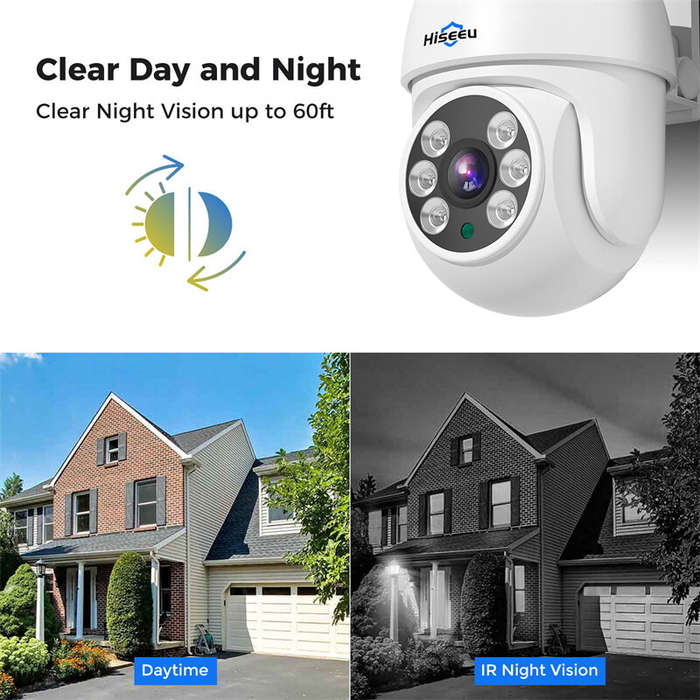 Hiseeu AHD5 5MP 1920P PTZ Home Wired Security Camera Clear Night Vision CCTV Analog TVI CVI XVI Smar