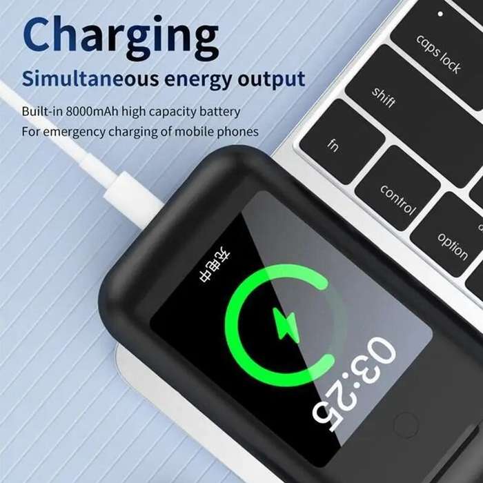 White - A98 Box bluetooth Earphone LED Screen Earbuds 2.8-inch Screen 8000mAh Battery Capacity Power