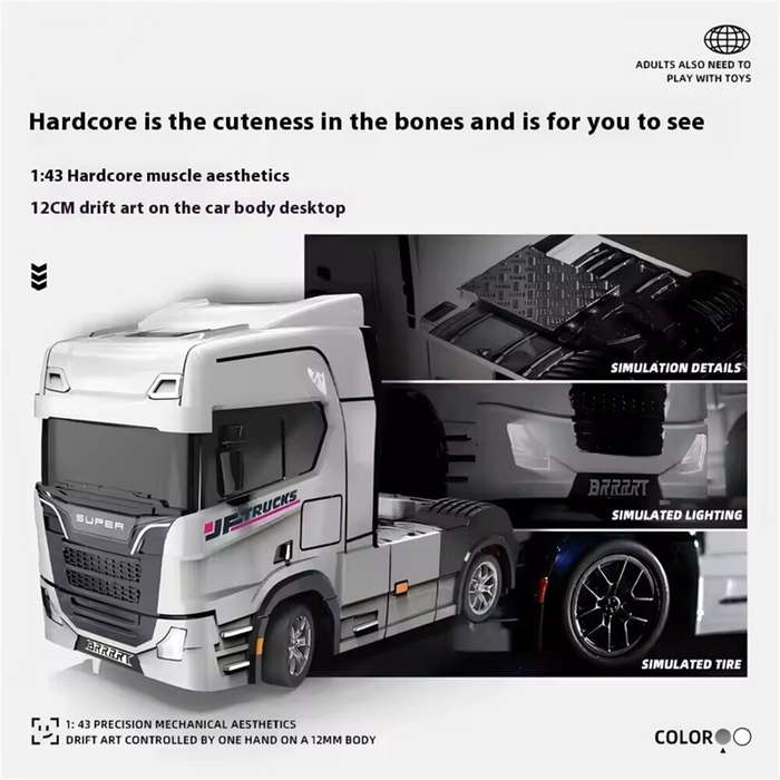 White - S917 RTR 1/43 2.4G 4WD Mini RC Car Tractor Semi Truck Built-In Gyro Full Proportional Drift