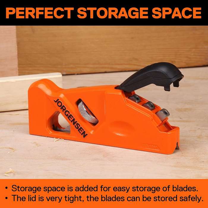 Orange - JORGENSEN Chamfer Plane Edge Corner Plane 4 Cutter Heads Woodworking Tool with Adjustable D