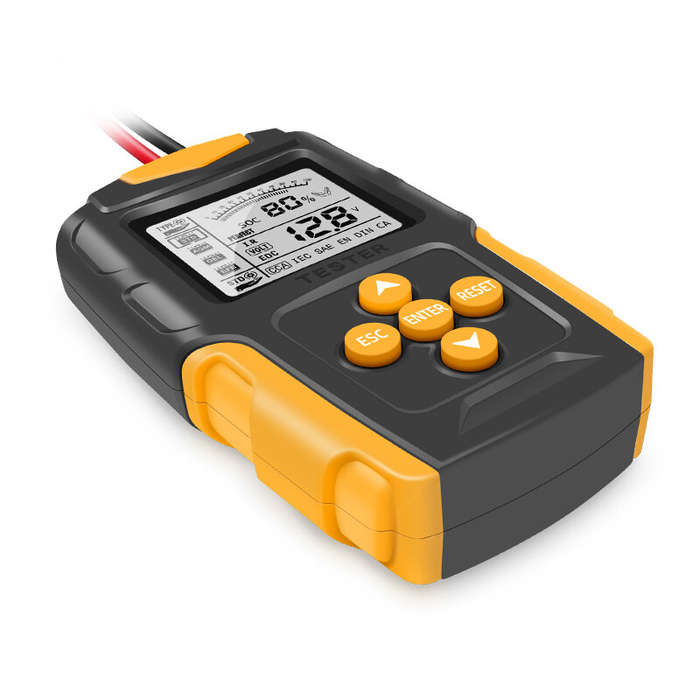 Yellow - 12V 24V 8-30V Car Battery Tester LCD Battery Analyzer Test Tool Digital Analyzer Tester for