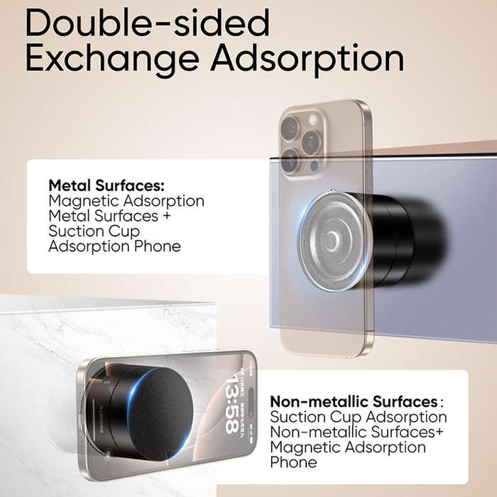 Black - Car Vacuum Suction Phone Holder Double-Sided Suction Cup 360 Rotatable Multi-Angle Adjustabl