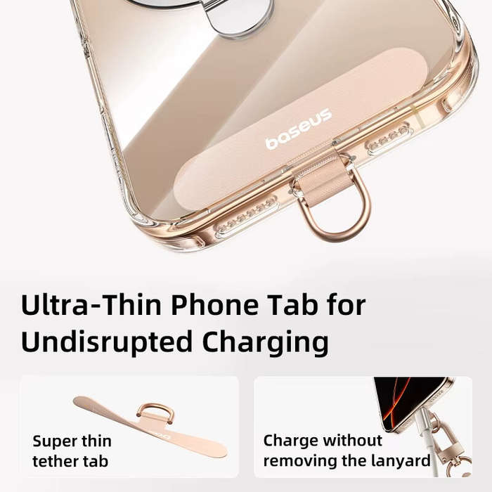 Titanium - Baseus Let's Go Phone Lanyard Ultra-slim Patch 35-70cm Adjustable Strap Tab Detachable An