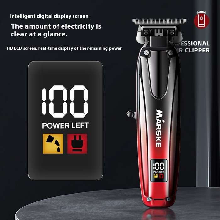 Red - MARSKE 5053 Professional Electric Hair Clipper With Digital Display Gradient Design Suitable F