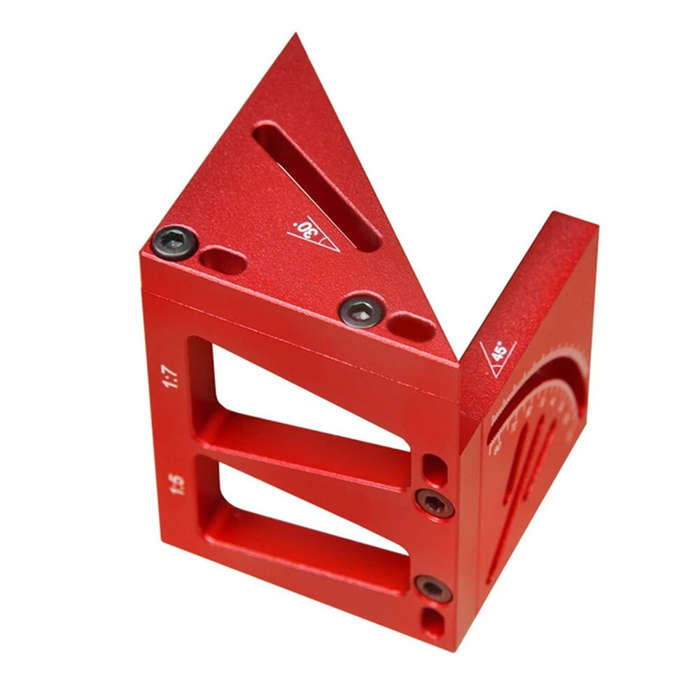 Black - Woodworking Marking Ruler Aluminum Alloy Multi-functional Tool with 45 and 90 Line Marker Ci