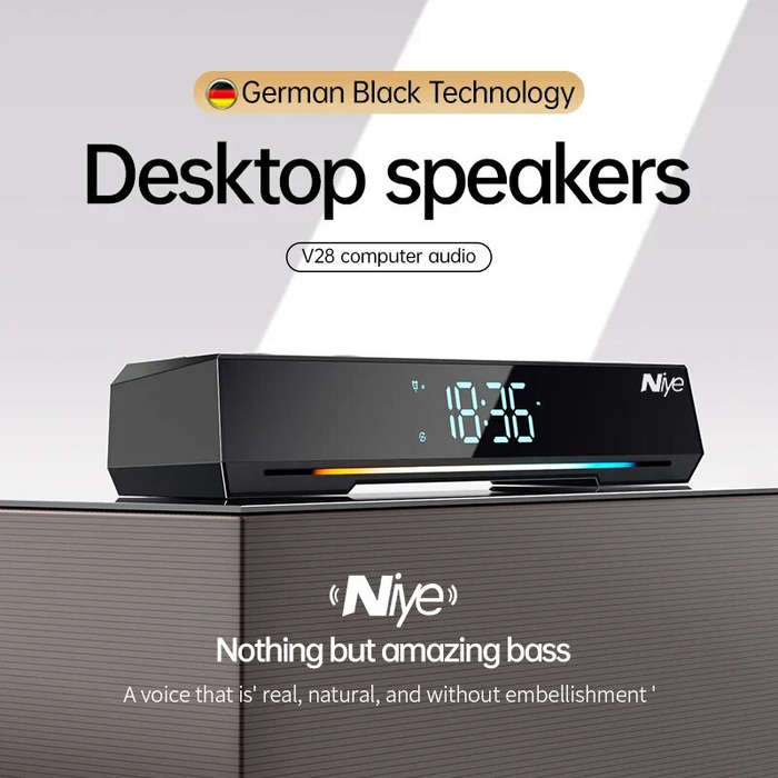 Niye V28 20W Computer Speaker Wireless bluetooth Soundbar 2 Bass Diaphragm 4 HiFi Speakers 360 Surro