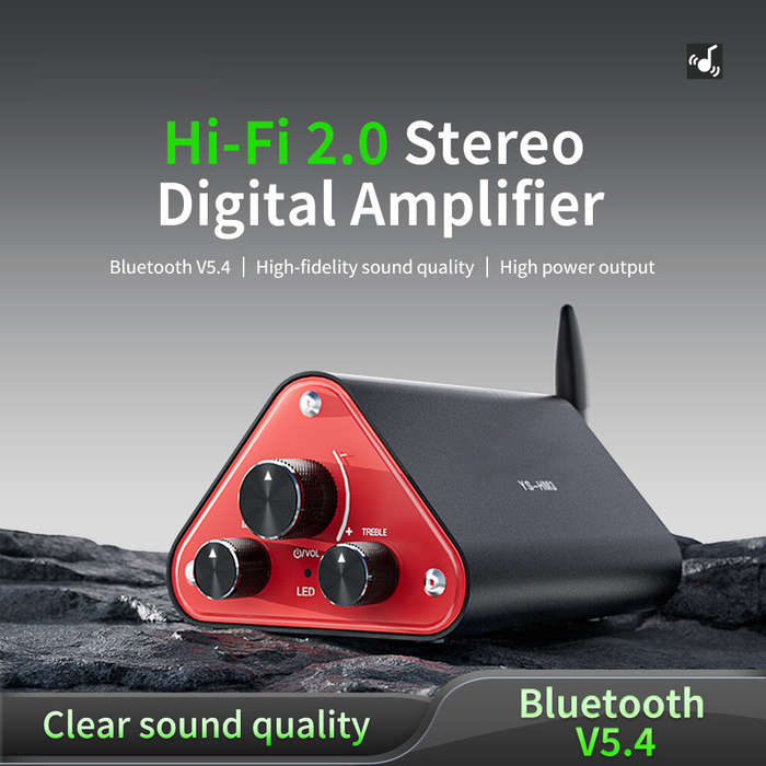 EU Plug - YS-HM3 Hi-Fi Stereo Digital Power Amplifier 50W+50W Bluetooth 5.4 Zinc Alloy Shell Hi-Fi S